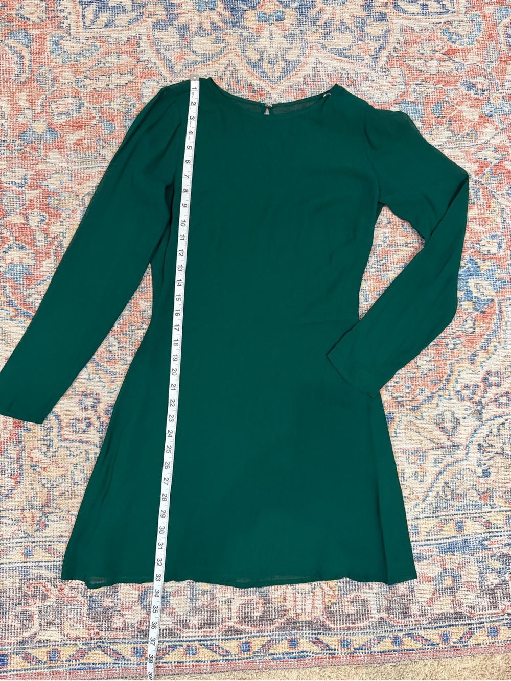 REFORMATION Mayra Dress 6 Green Mini Long Sleeve Viscose Cocktail Party Wedding - Picture 8 of 13